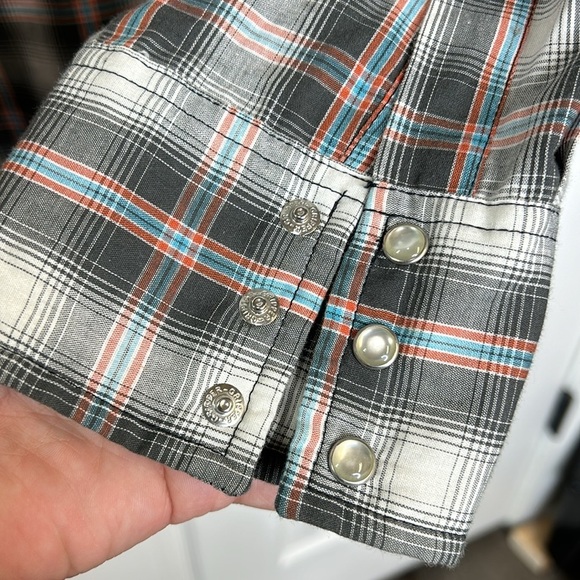 Wrangler Wrancher Pearl Snap Shirt Men's Large Long SLeeve Plaid‎ Western Rodeo - Picture 7 of 7